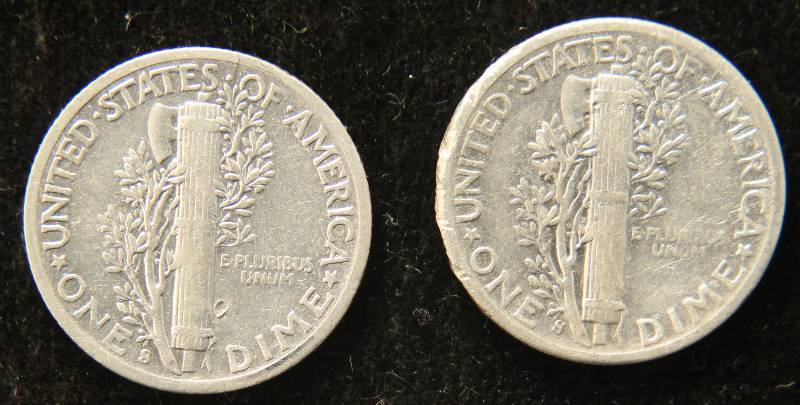 2 Mercury Dimes 1942-S & 1944-S