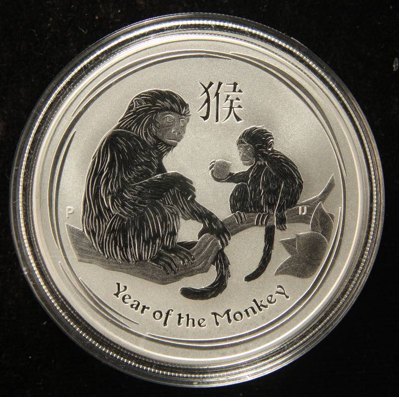 2016 AUSTRALIA YEAR OF THE MONKEY 1 OZ .999 FINE SILVER IN AIRTITE