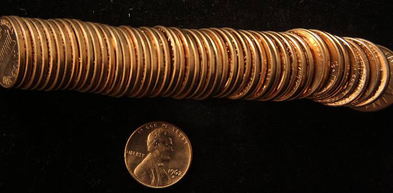 BU Roll of (50)1962-D US Lincoln Memorial Cents