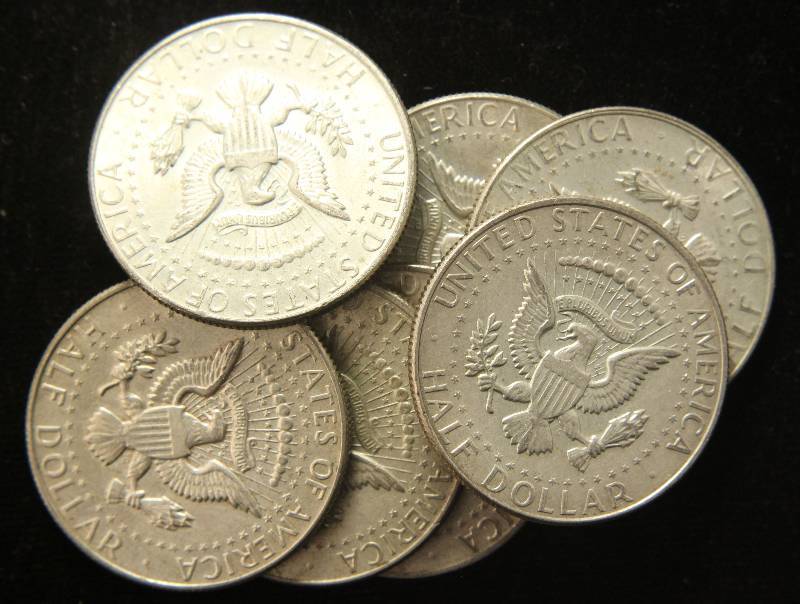 Group of 7 Mix Date 40% Silver Kennedy Half Dollars