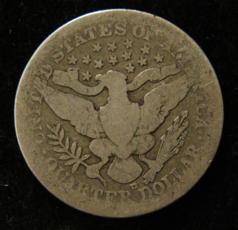 1908-D Barber Silver Quarter