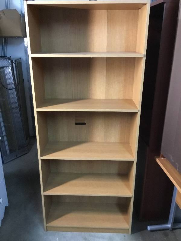 lot 1 image: Wooden book shelf Light Oak Finish