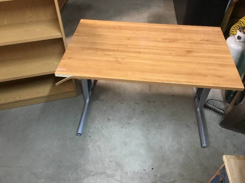 lot 15 image: Desk and bookshelf Light oak