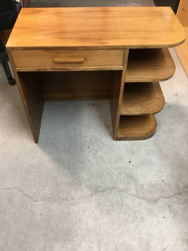 lot 17 image: Vintage Small desk with shelves on side Solid wood