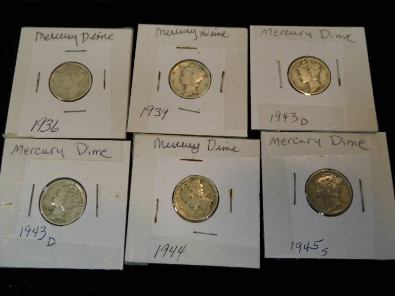 Lot of 6 Mercury Dimes