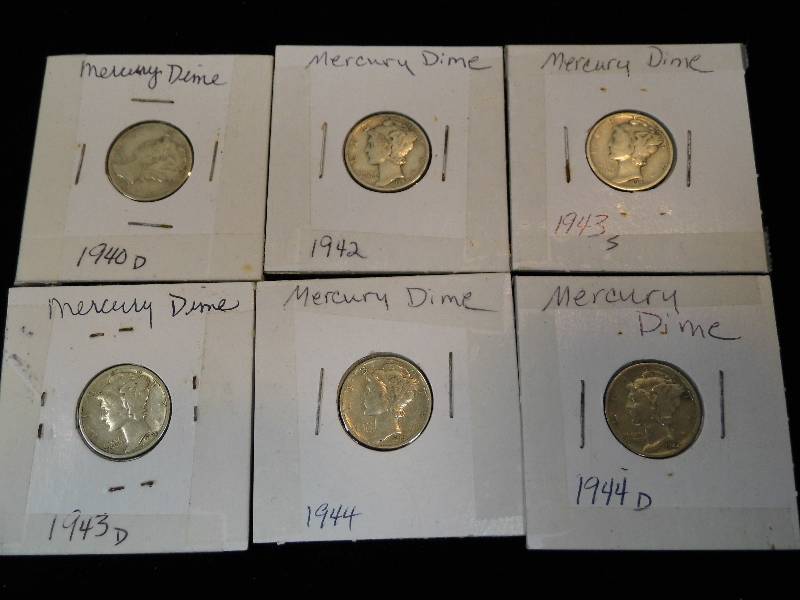 Lot of 6 Mercury Dimes