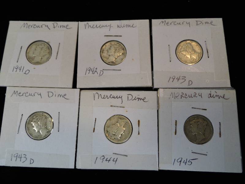 Lot of 6 Mercury Dimes