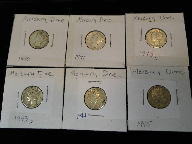 Lot of 6 Mercury Dimes