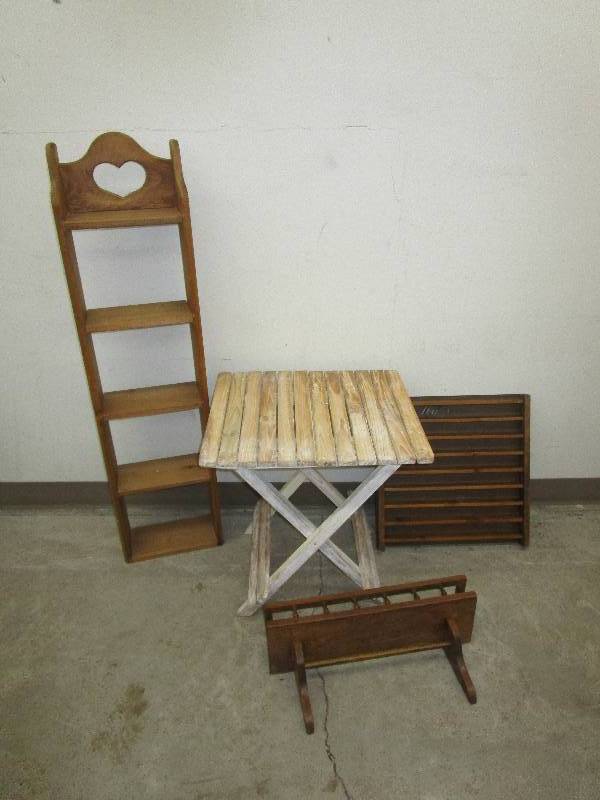 lot 81 image: Shelf, Foldable Table, and Various Shelves