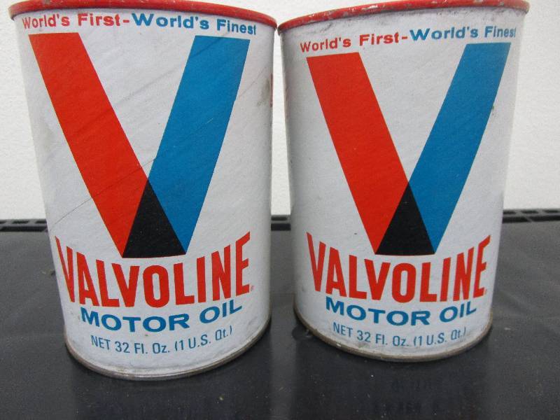 lot 101 image: 2-Full PAPER Cans of Valvoline Oil Unopened HD Super HPO SAE 20W Part No 153