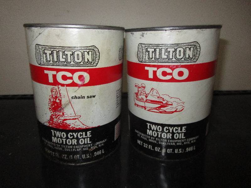 lot 111 image: 2-Full PAPER cans of Tilton TCO Two Cycle Motor Oil