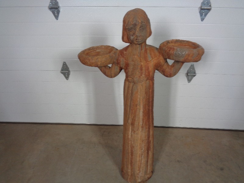 lot 31 image: Solid Concrete Little Girl Planter  Birdbath