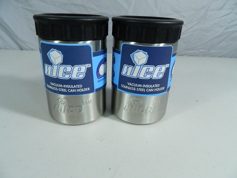 lot 59 image: 2 New nIce Vacuum Insulated Stainless Steel Can Holders