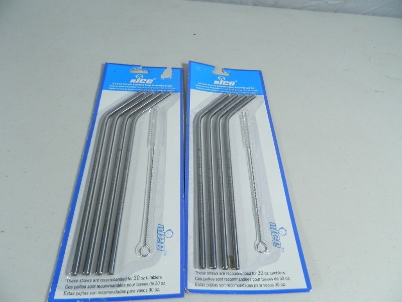 lot 89 image: 2 New Packages of Stainless Steel Straws