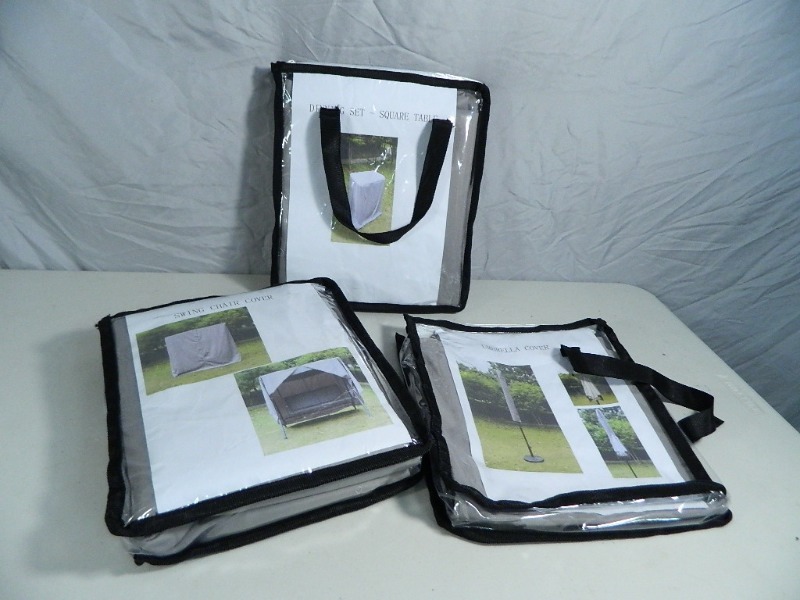 lot 188 image: 3 New Gray Patio Furniture Covers