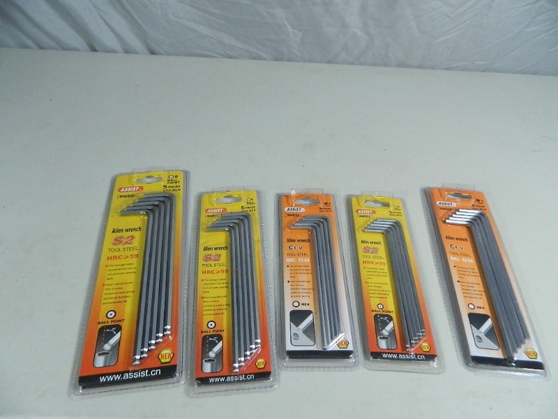 lot 210 image: 5 New Packages of Assist Allen Wrenchs