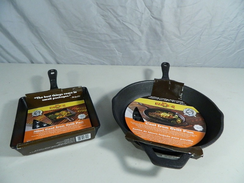 lot 212 image: 2 New Cast Iron Grill Pans