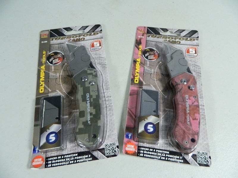 lot 234 image: 2 New Olympia Turbofold Camo Knives