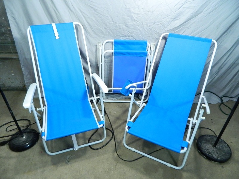 lot 275 image: 3 New Folding Beach Chairs