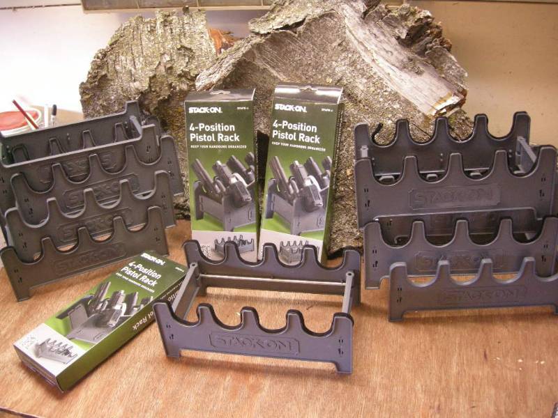lot 177 image: 12 Stack-On 4-position Pistol Racks