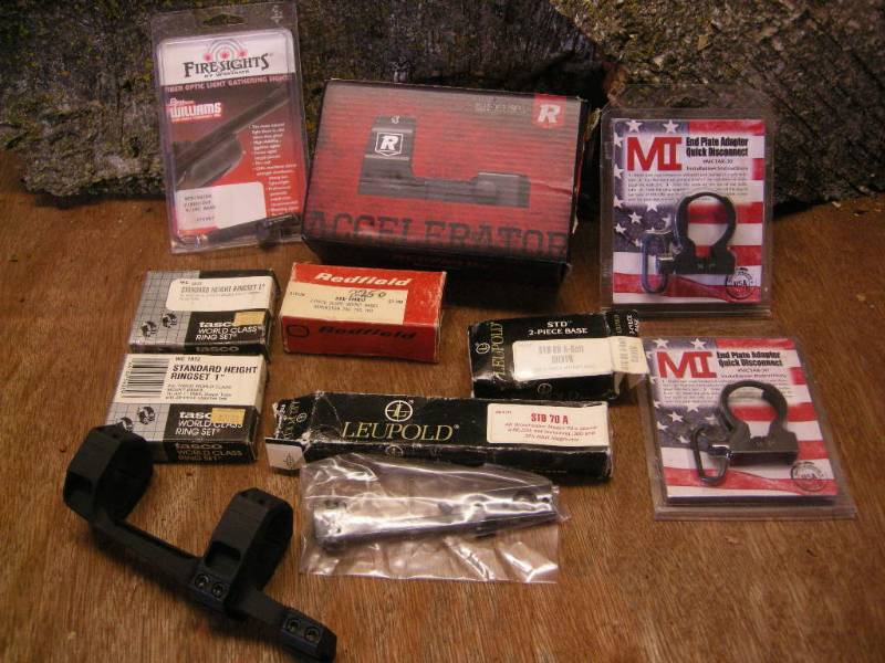 lot 185 image: Group Firearms Scope Mounts, Sights, Accessories
