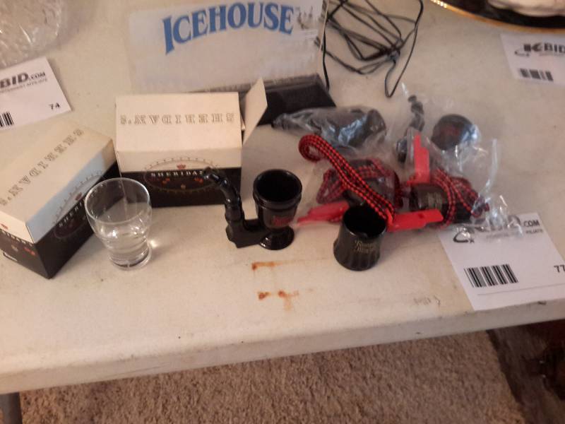 lot 77 image: Plug in Light Up Sign, Shot Glasses