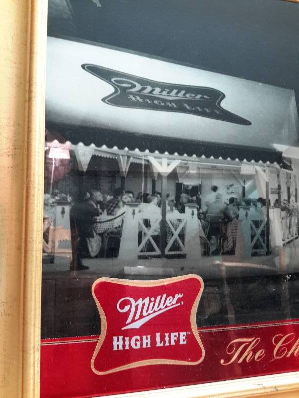 lot 8 image: Miller High Life Mirrored Hanging Sign