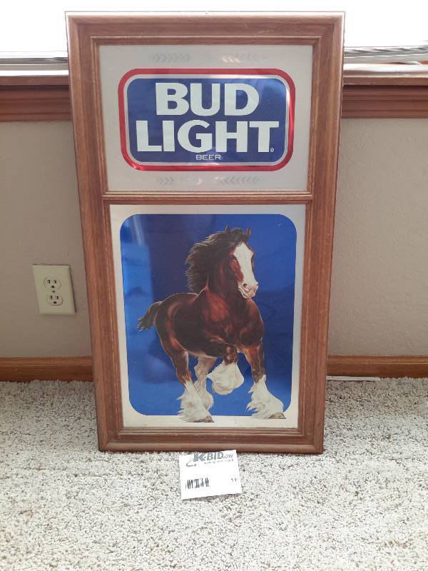 lot 11 image: Bud Light Mirrored Hanging Sign