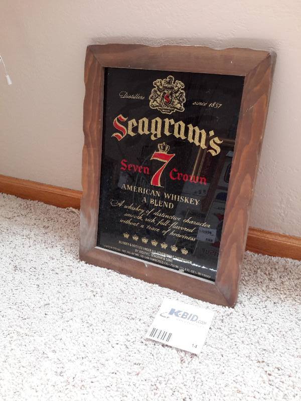 lot 14 image: Seagrams Whiskey Hanging Sign