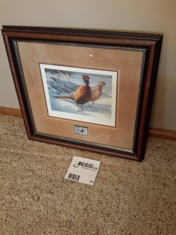 lot 25 image: 1983 Minnesota Pheasant Habitat Stamp Print