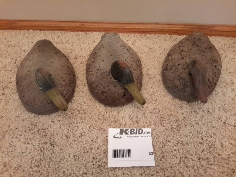 lot 53 image: 3 Cork Bodied Duck Decoys
