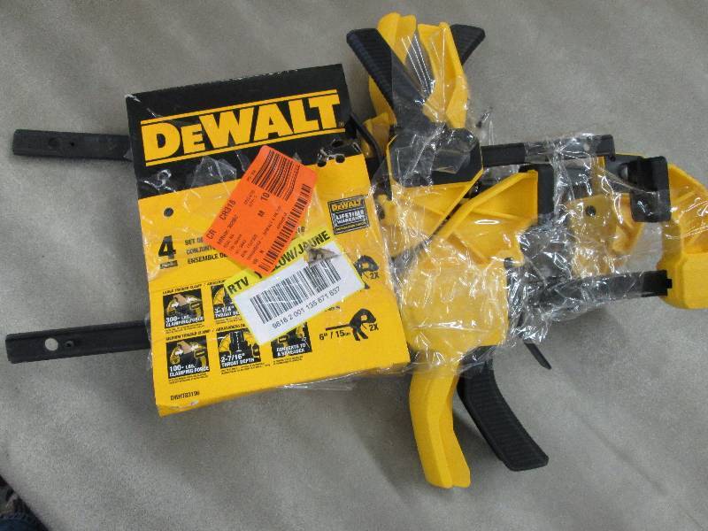 lot 196 image: Dewalt 4pc Clamp Set open box Retai...