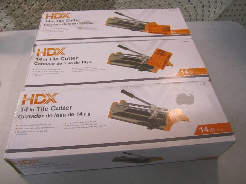 lot 34 image: Lot of 3 HDX 14 Tile Cutters Open ...