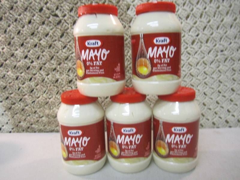 lot 77 image: 5 Jars of Kraft Mayo Best by May 20...