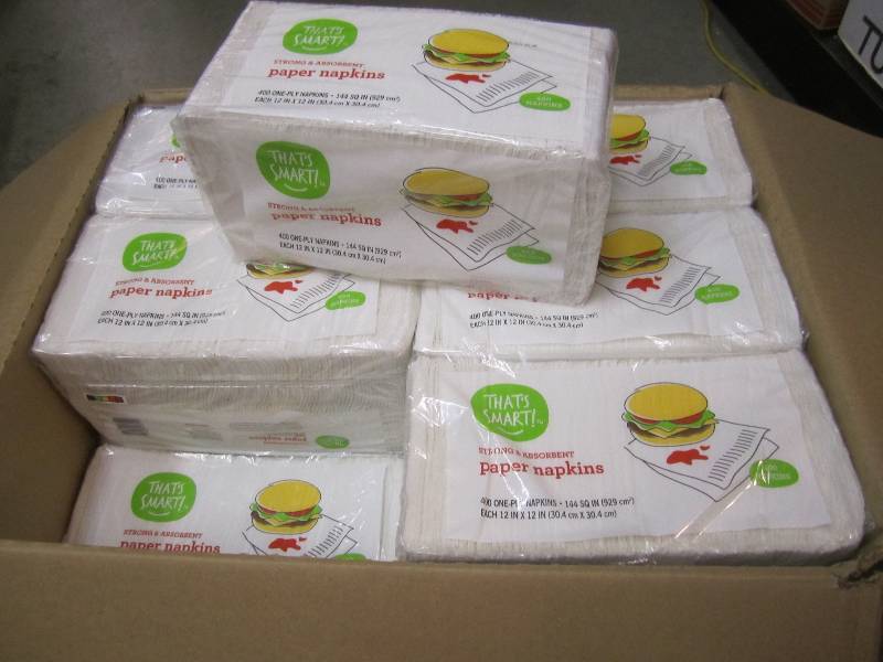 lot 110 image: Case of 7200 Paper Napkins 18 packs...