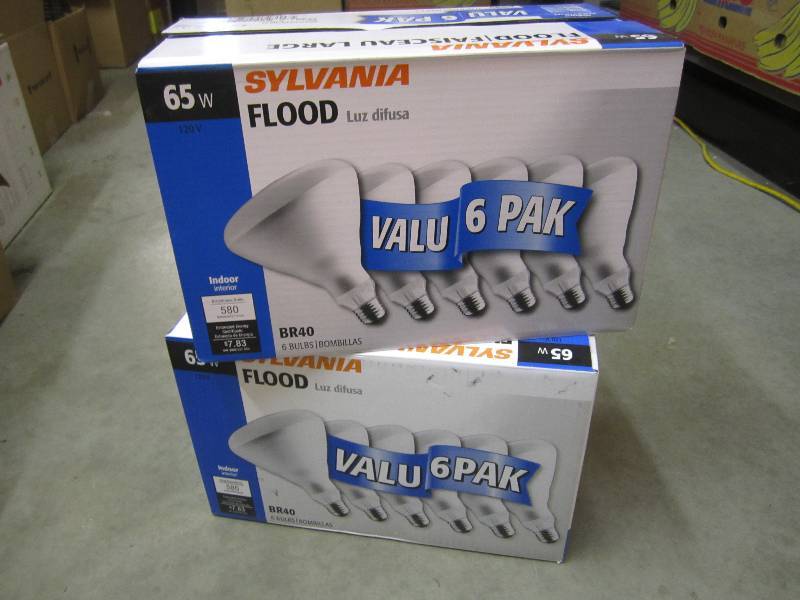 lot 115 image: 2 Boxes of Valu 6 Pak Sylvania 65W ...
