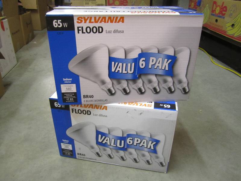 lot 116 image: 2 Boxes of Valu 6 Pak Sylvania 65W ...