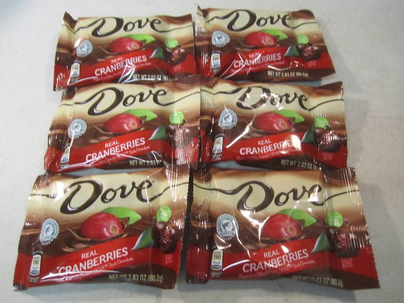 lot 206 image: 6 Bags of Dove Real Cranberries Dip...