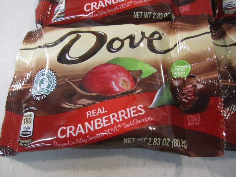 lot 207 image: 6 Bags of Dove Real Cranberries Dip...
