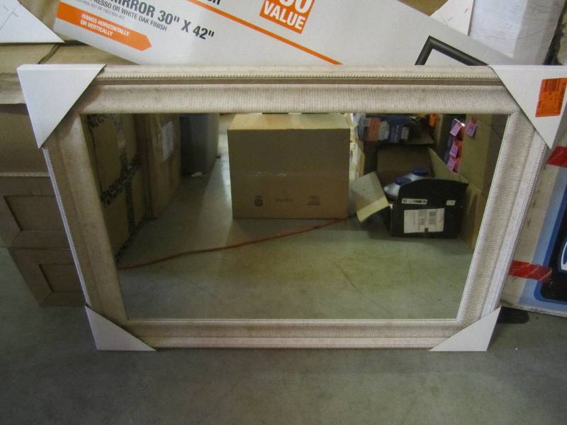 lot 270 image: 30 x 42 Wall Mirror with White Oa...