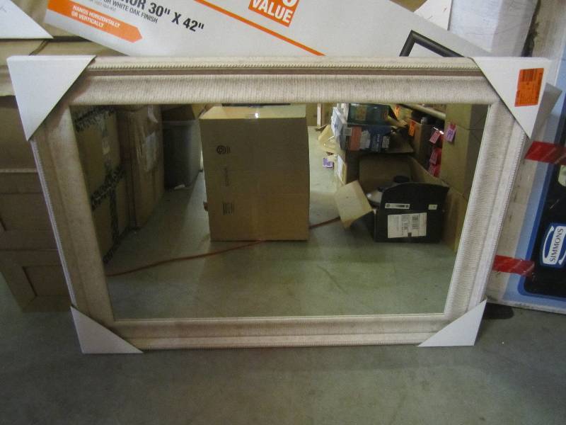 lot 272 image: 30 x 42 Wall Mirror with White Oa...