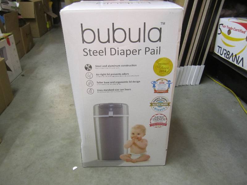 lot 281 image: Bubula Steel Diaper Pail Open Box D...