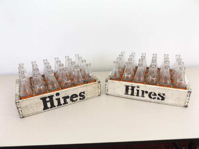 lot 15 image: 2 Vintage Hi Res 24 Pack Wood Crates and Bottles