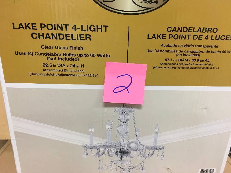 lot 2 image: Hampton Bay Lake Point 4-Light Chrome and Clear Crystal Chandelier