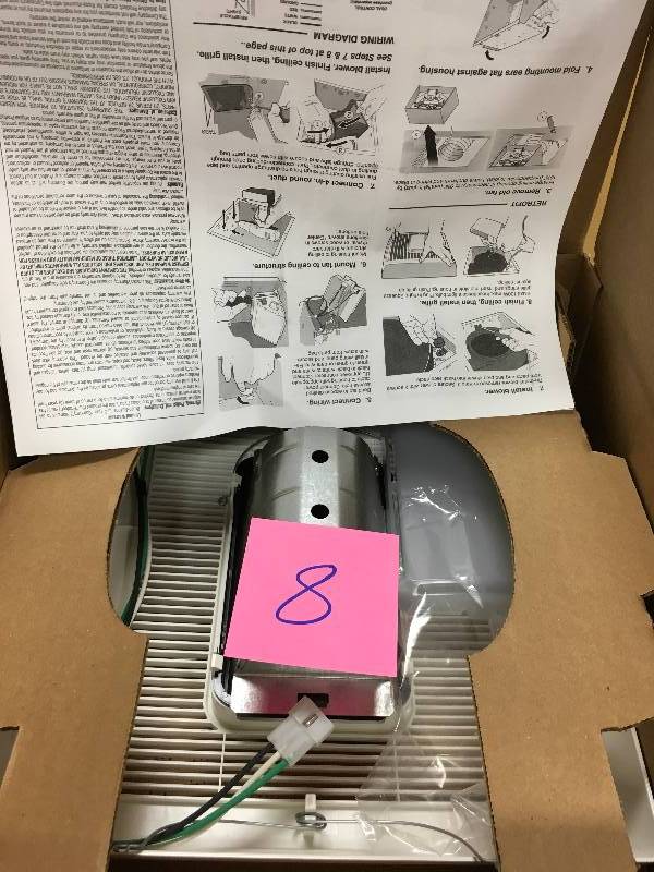 lot 8 image: NuTone InVent Series 80 CFM Ceiling Exhaust Bath Fan with Light
