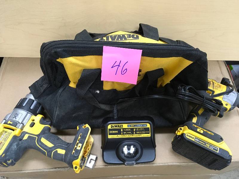 lot 46 image: DeWalt 20-Volt MAX XR Lithium-Ion Cordless Brushless 14 in. 3-Speed Impact Driver with (2) Batteries 2Ah, Charger and bag Combo DBA
