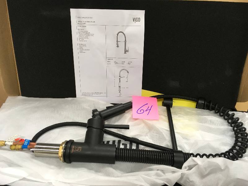 lot 64 image: VIGO Edison Single-Handle Pull-Down Sprayer Kitchen Faucet in Matte Black