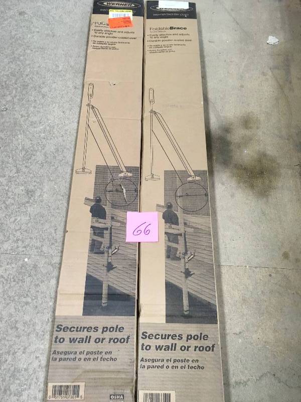 lot 66 image: Lot of 2 pcs WERNER Steel Pump Jack Foldable Brace