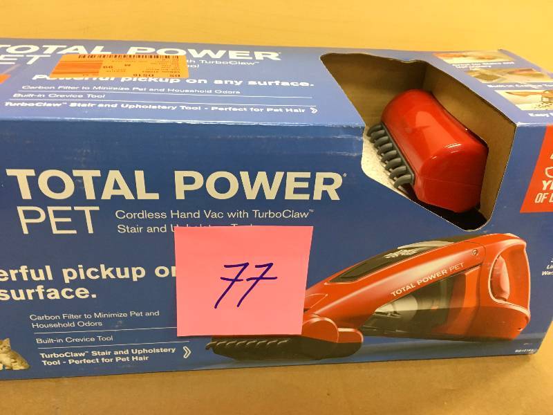 lot 77 image: Dirt Devil Total Power 15.6-Volt Cordless Pet Handheld Vacuum Cleaner with Power Brushroll