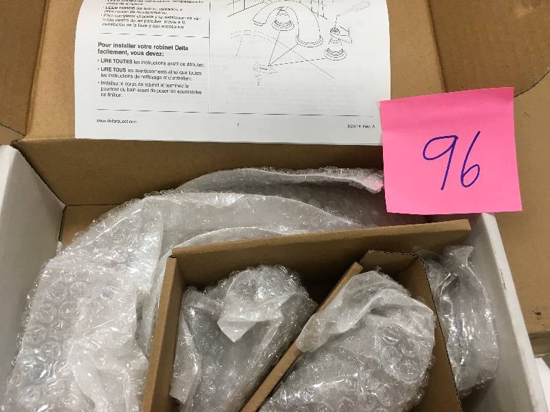 lot 96 image: Delta Windemere 2-Handle Deck-Mount Roman Tub Faucet Trim Kit Only in Stainless (Valve Not Included)